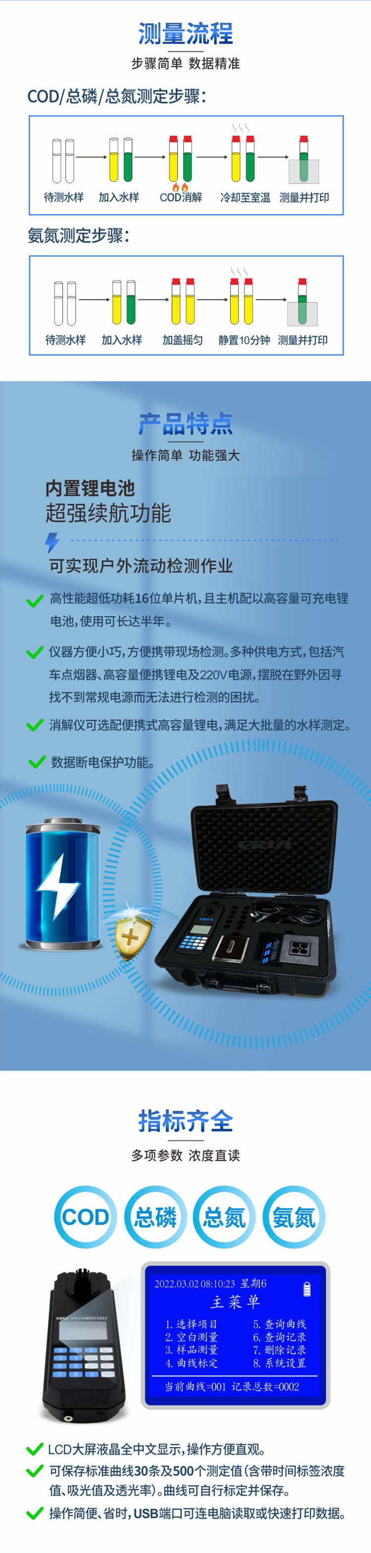便攜式多參數(shù)COD、氨氮、總磷、總氮水質(zhì)測(cè)定儀